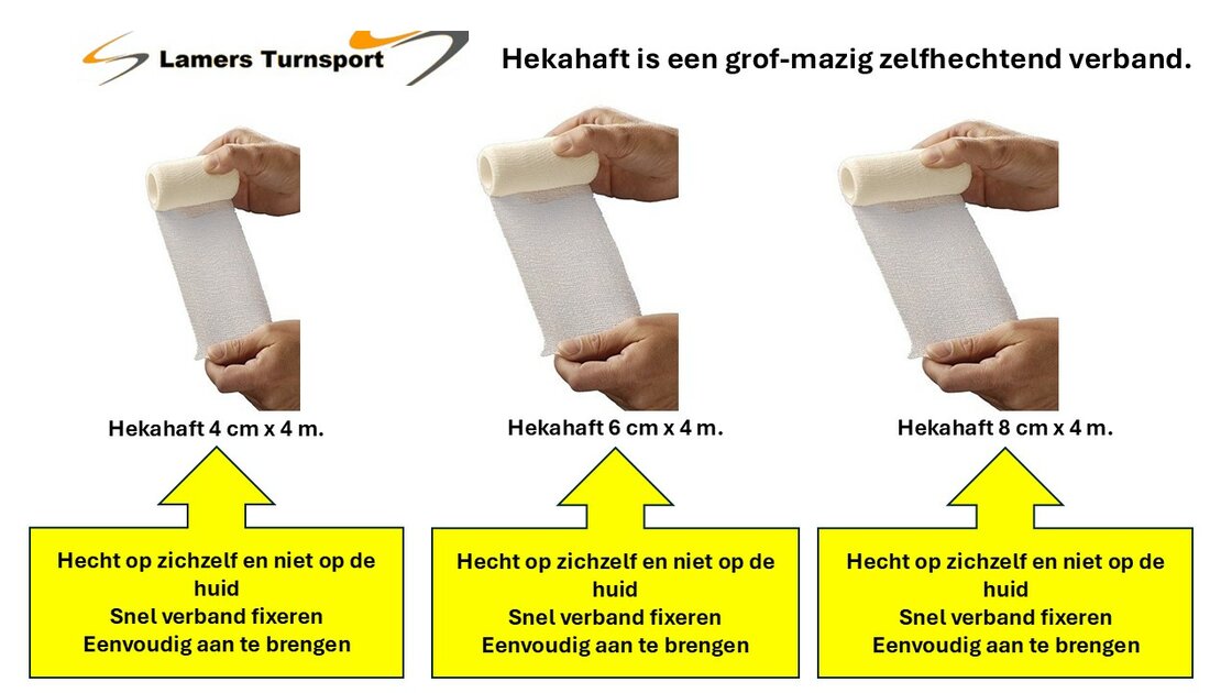 Hekahaft is een grof-mazig zelfhechtend verband.