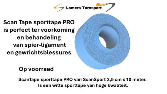 ScanTape sporttape Pro wit 2,5 cm x 10meter www.lamers-turnsport.com