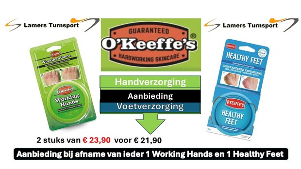 O'Keeffe's Hand en Voet verzorging pot aanbieding  www.lamers-turnsport.com 