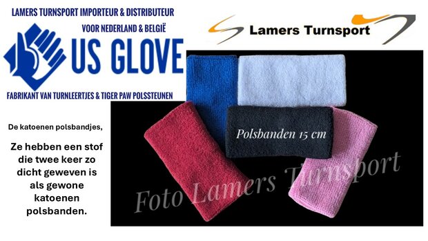 Badstof polsbanden 15 cm diverse kleuren www.lamers-turnsport.com